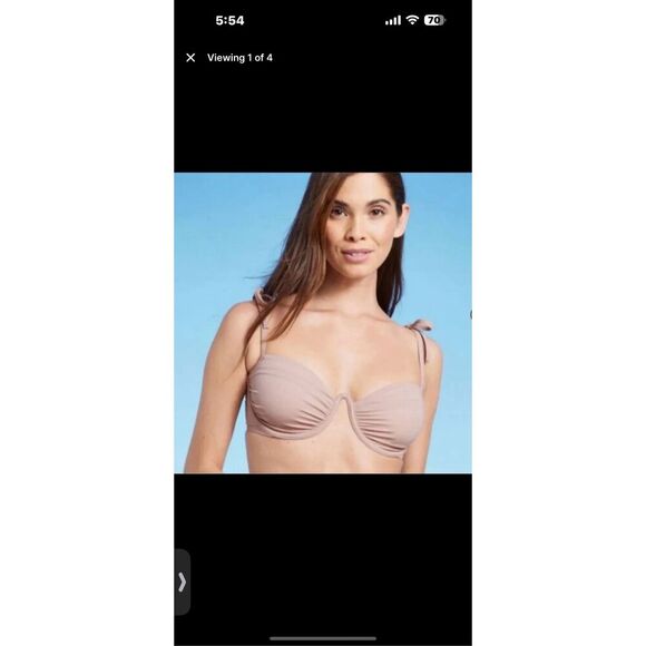 Shade & Shore 2x Bikini Tops Size 34B Coral and Beige New - Picture 5 of 5